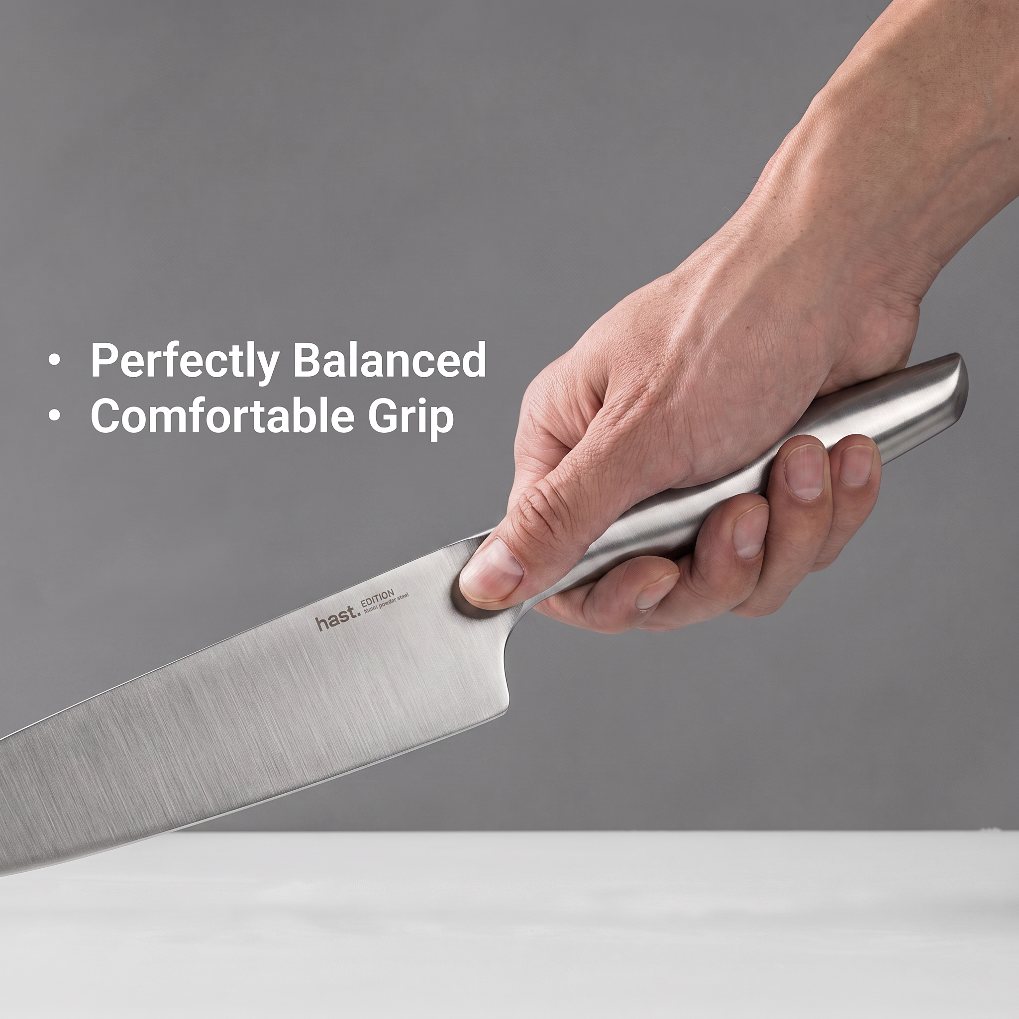 Minimal Matte knife held in hand — perfectly balanced, comfortable grip