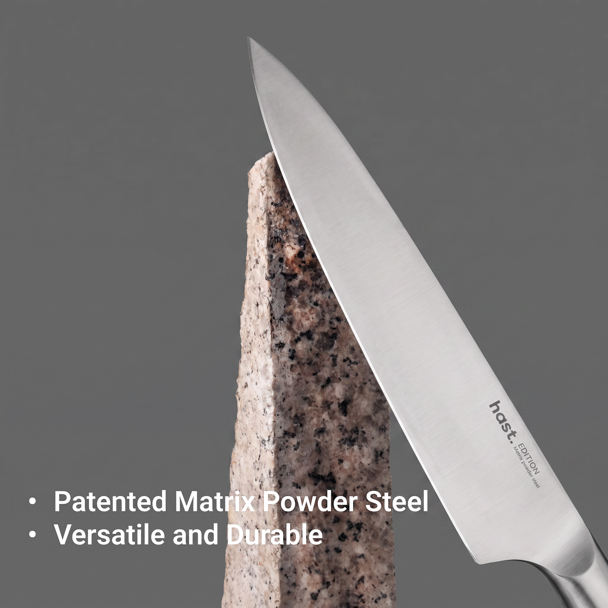 Minimal Matte blade on stone — patented matrix powder steel